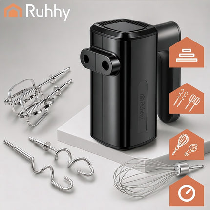 Hand Mixer 800W with 5 Speeds and Turbo, 2 Whisks, 2 Dough Hooks, BPA Free