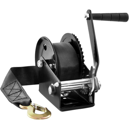 Hand Winch 1200 lb, 23 ft Strap, Two-Way Ratchet