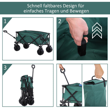Zusammenklappbarer Gartenwagen aus Metall - 360° Teleskopgriff, 20 kg Tragkraft