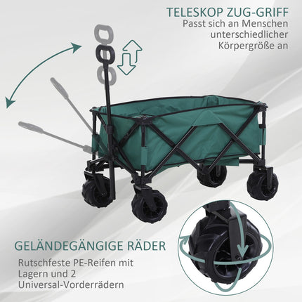 Zusammenklappbarer Gartenwagen aus Metall - 360° Teleskopgriff, 20 kg Tragkraft