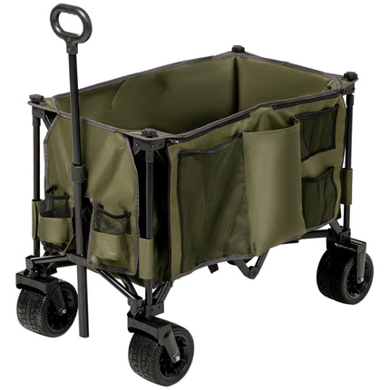 Chariot pliable avec poignée réglable, sacs, roues larges, jusqu'à 120 kg, vert