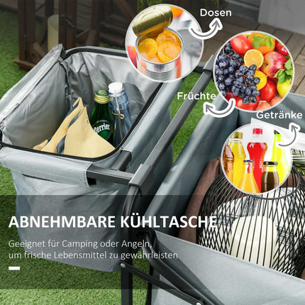 Collapsible trolley with cooler bag, 120 kg capacity