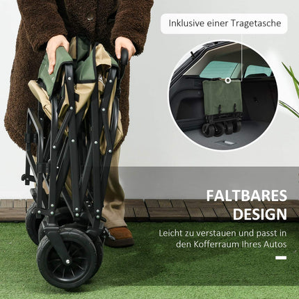 Faltbarer Handwagen mit Griff, 100 kg Tragkraft – Khaki