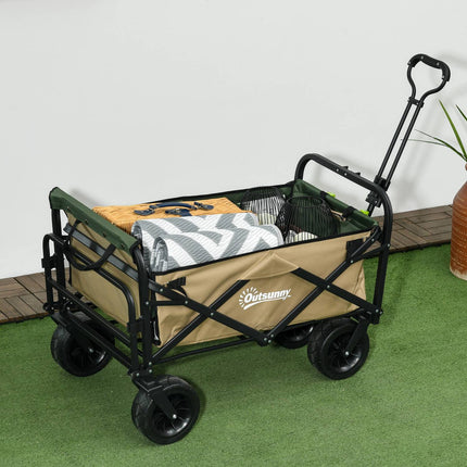 Faltbarer Handwagen mit Griff, 100 kg Tragkraft – Khaki