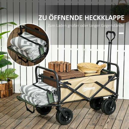 Faltbarer Handwagen mit Griff, 100 kg Tragkraft – Khaki