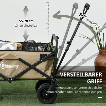 Faltbarer Handwagen mit Griff, 100 kg Tragkraft – Khaki