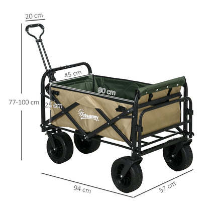 Faltbarer Handwagen mit Griff, 100 kg Tragkraft – Khaki