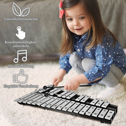 Handpercussion Glockenspiel Xylophon mit Schlägeln Tragetasche 30 Töne