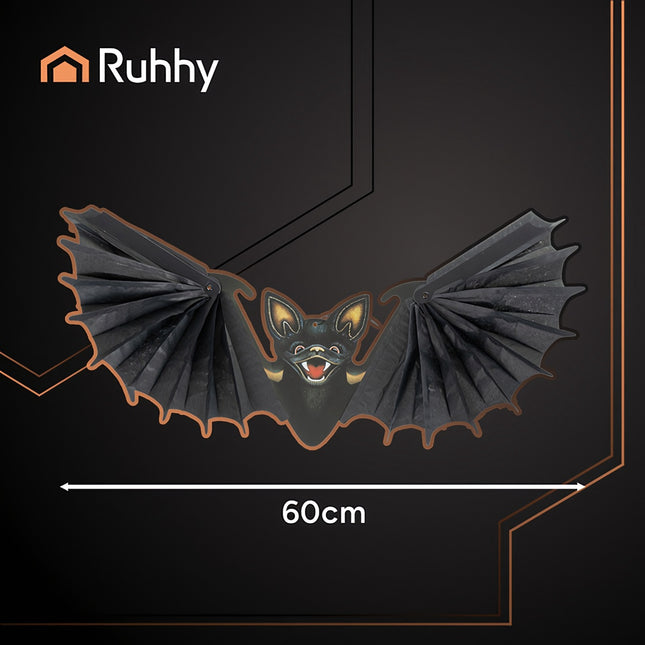 Hanging Bat Halloween Decoration, 60cm, Black