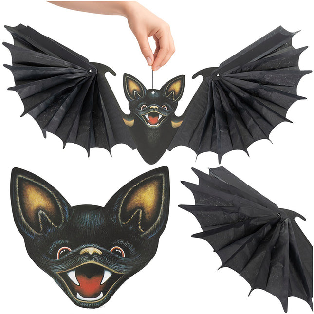 Hanging Bat Halloween Decoration, 60cm, Black