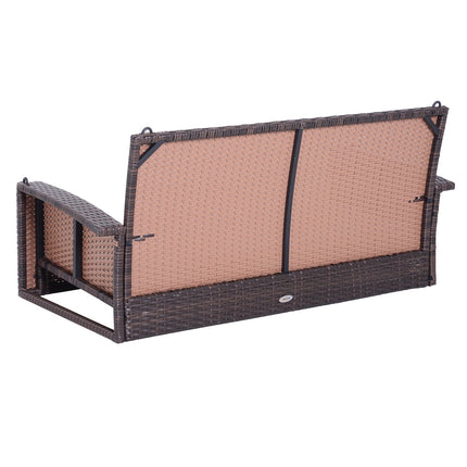 Rattan 2-Sitzer Hollywoodschaukel mit Kissen – braun, 127x57,5x60 cm
