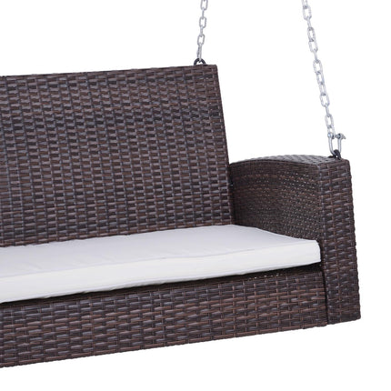 Rattan 2-Sitzer Hollywoodschaukel mit Kissen – braun, 127x57,5x60 cm
