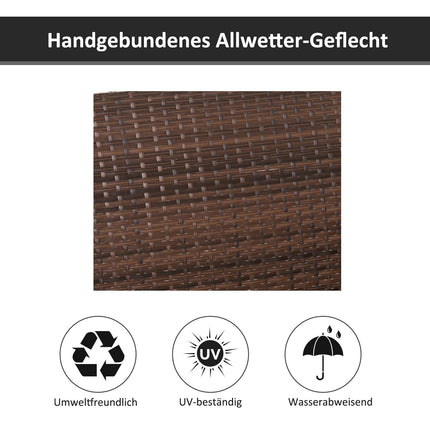 Rattan 2-Sitzer Hollywoodschaukel mit Kissen – braun, 127x57,5x60 cm