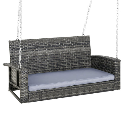Rattan 2-seat swing with cushion - Grey, 127cm
