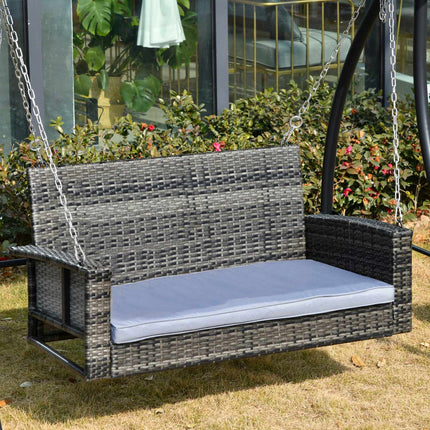 Rattan 2-seat swing with cushion - Grey, 127cm