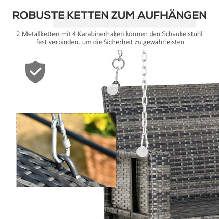 Rattan 2-seat swing with cushion - Grey, 127cm