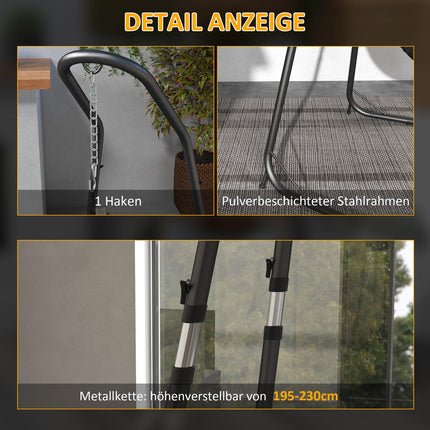 Höhenverstellbarer Hängesessel aus Metall, schwarz
