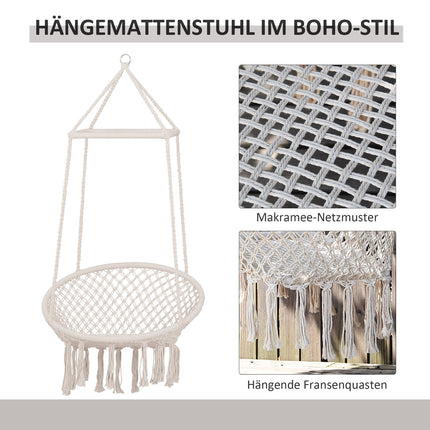 Beiger Hängesessel aus ethnischer Baumwolle, UV-beständig, wetterfest