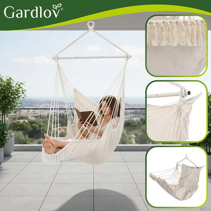 Hanging Chair with Cushions, 150kg Capacity, Beige
