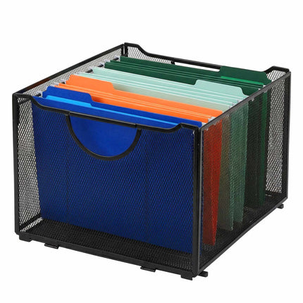 Hängemappen-Box, Stahlgitter, stapelbar mit Griffen