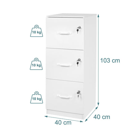 Hängeregistraturschrank, 3 Schubladen, abschließbar, kompakt