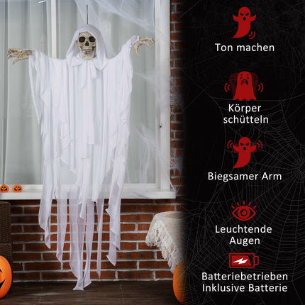 Hanging Glow-In-The-Dark Skeleton With Sound, 153 cm