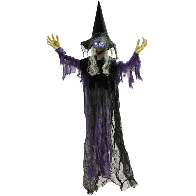 Hanging Halloween Witch with LED Lights, Sound, 183cm