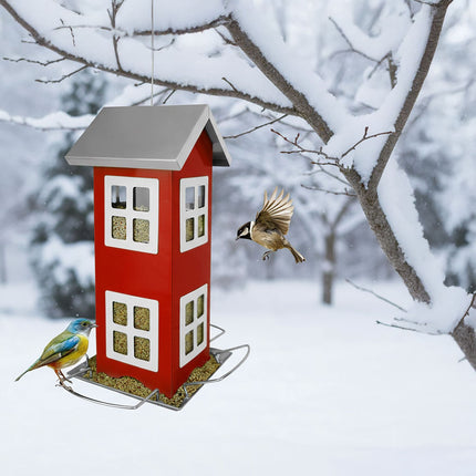 Hängendes Vogelhaus aus Metall mit abnehmbarem Dach