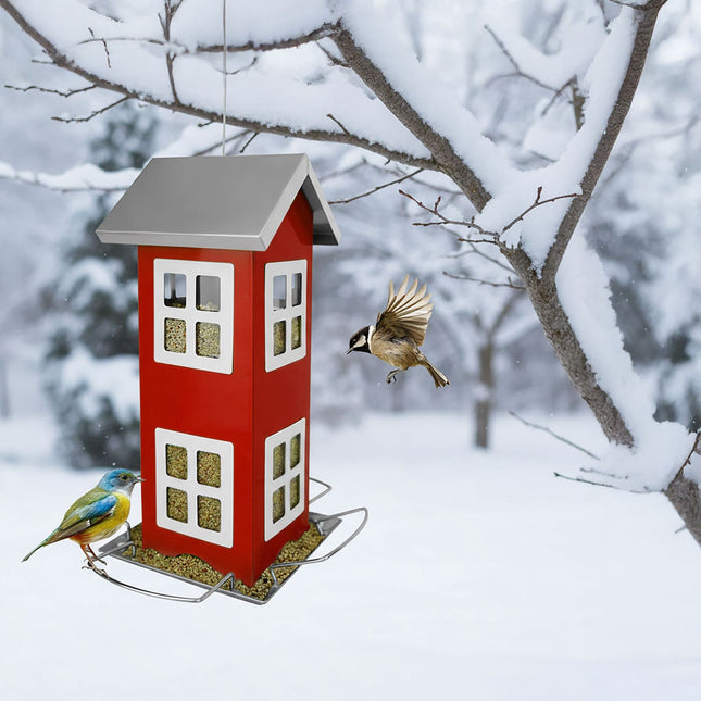 Hängendes Vogelhaus aus Metall mit abnehmbarem Dach