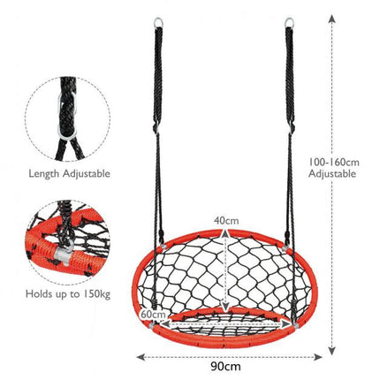 Hängender Web-Schaukelsessel, verstellbare Seile, 150 kg, Orange