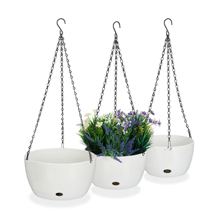 Hanging baskets with water containers set of 3