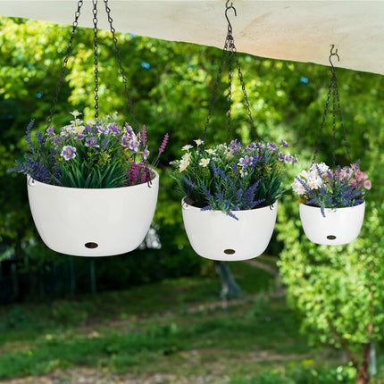 Hanging baskets with water containers set of 3