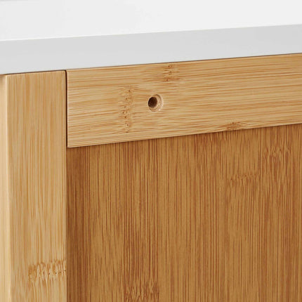 Meuble de salle de bain suspendu en bambou