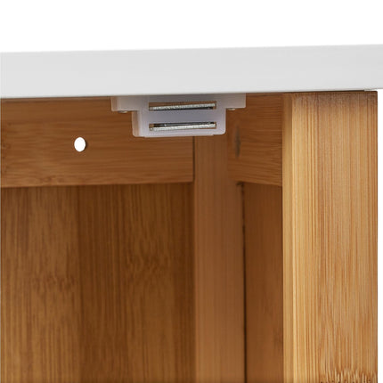 Meuble de salle de bain suspendu en bambou