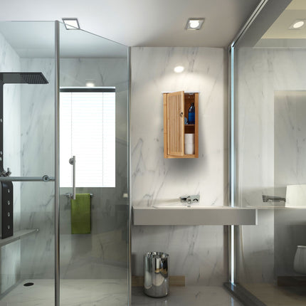 Meuble de salle de bain suspendu en bambou