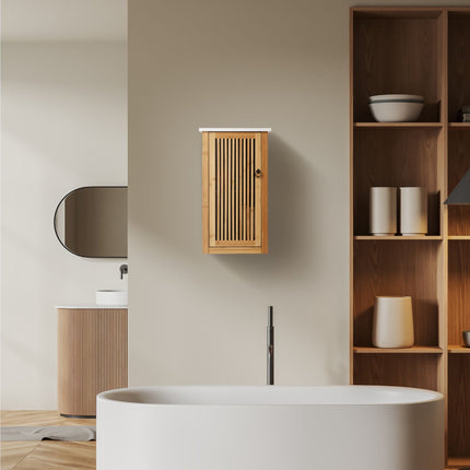 Meuble de salle de bain suspendu en bambou