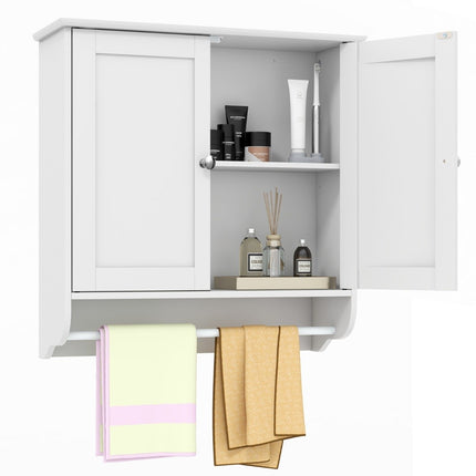 Hangende badkamerkast met handdoekhouder badkamerkast 60 x 21 x 61 cm wit