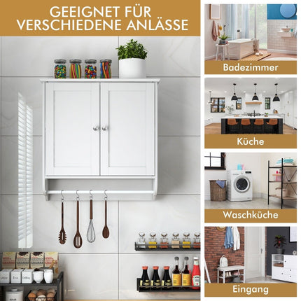 Hangende badkamerkast met handdoekhouder badkamerkast 60 x 21 x 61 cm wit