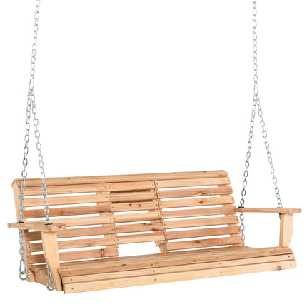 Gartenschaukelbank mit Klapptisch und Getränkehalter, Fichtenholz