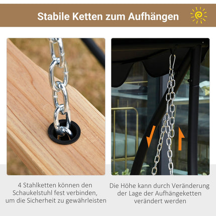 Gartenschaukelbank mit Klapptisch und Getränkehalter, Fichtenholz
