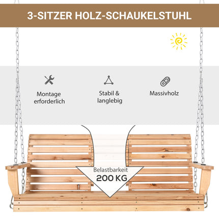 Gartenschaukelbank mit Klapptisch und Getränkehalter, Fichtenholz
