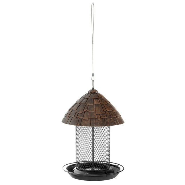 Hanging bird feeder metal bird feeder 20 x 28 cm brown