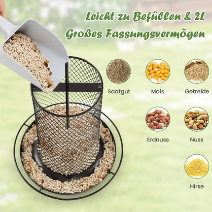 Hanging bird feeder metal bird feeder 20 x 28 cm brown
