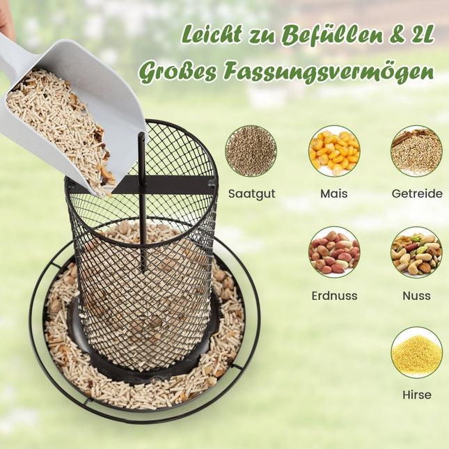 Hanging bird feeder metal bird feeder 20 x 28 cm brown