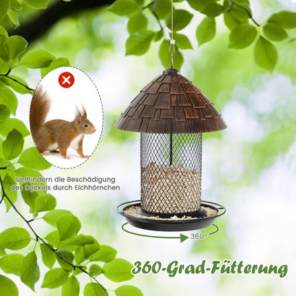 Hanging bird feeder metal bird feeder 20 x 28 cm brown