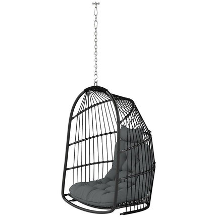 Chaise suspendue panier suspendu avec coussin balançoire en polyrotin extérieur intérieur chaise suspendue pliable capacité de charge jusqu'à 150 kg balançoire suspendue panier chaise suspendue pour salon balcon terrasse gris foncé