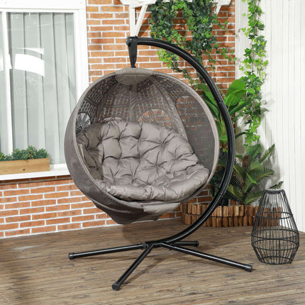 Hangstoel hangschommel met zitkussen opklapbare zitmand voor binnen buiten draagvermogen tot 120 kg polyester zand