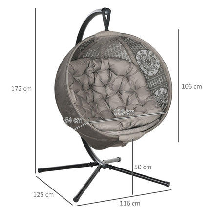 Hangstoel hangschommel met zitkussen opklapbare zitmand voor binnen buiten draagvermogen tot 120 kg polyester zand