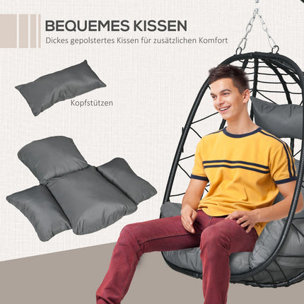 Rattan-Hängesessel, 195 cm, Indoor/Outdoor, 150 kg Tragkraft