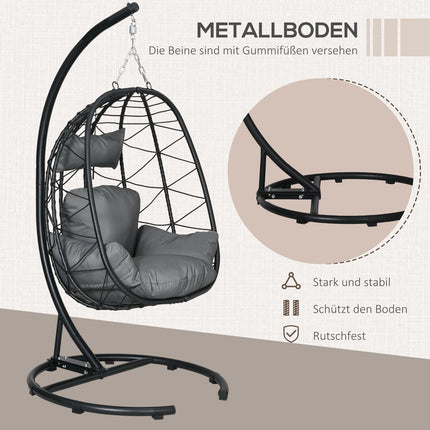 Rattan-Hängesessel, 195 cm, Indoor/Outdoor, 150 kg Tragkraft